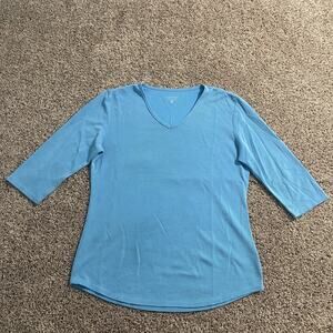 Segments Shirt‎ Womens Large Blue 3/4 Sleeve V Neck Lightweight Tencel Modal